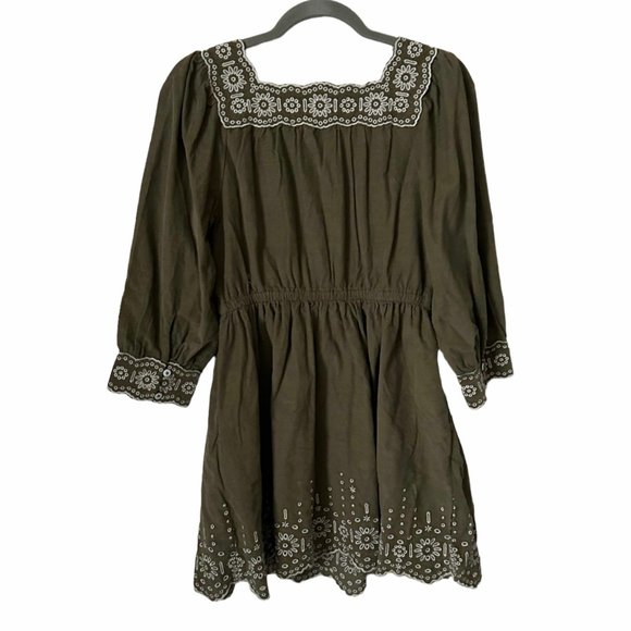 NWT Madewell Petite Embroidered Corduroy Square-Neck Mini Dress - Picture 4 of 10